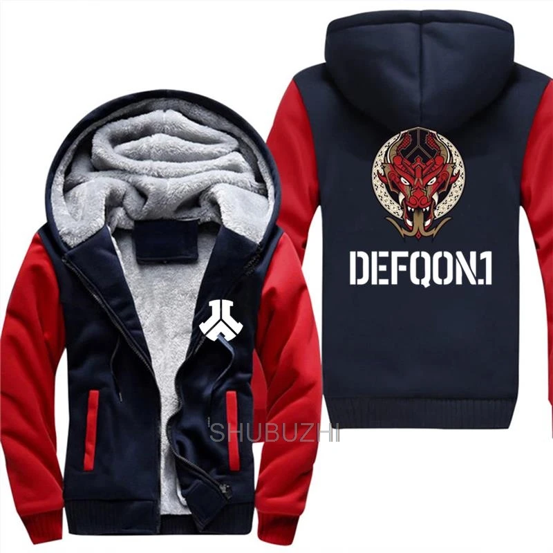 

shubuzhi New Hoodies Sweateshirts Men Defqon Thick Plus Velvet Hoodies Jacket Casual Defqon.1 Dragonbloon Streetwear Mens Coat