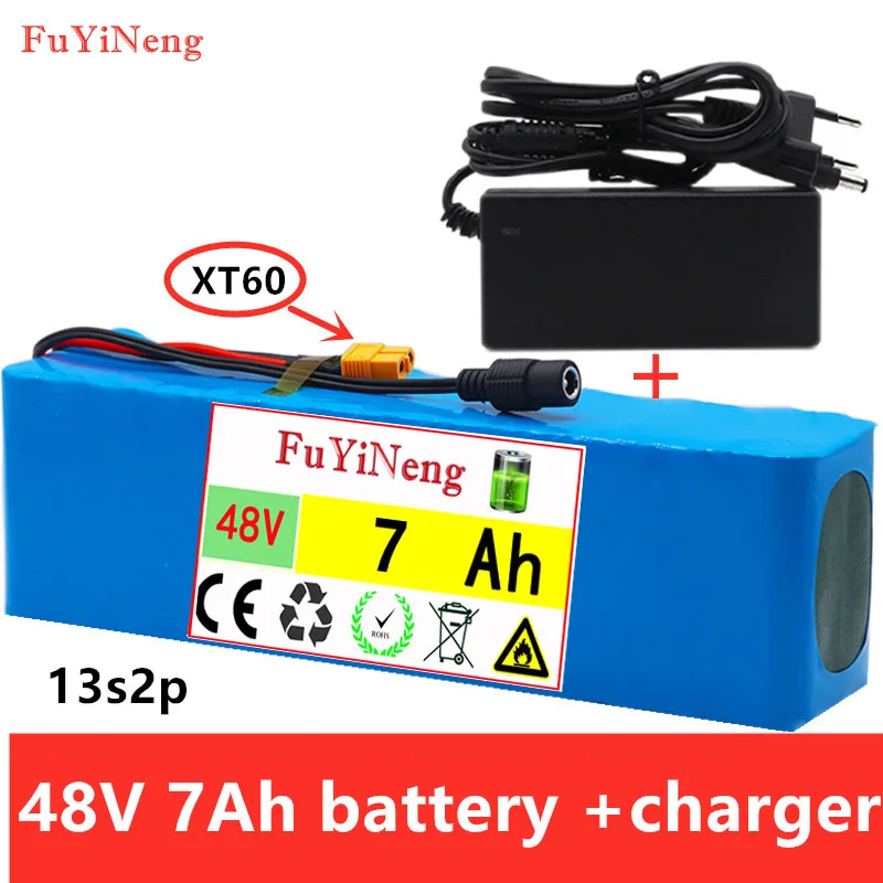 

48V 7Ah 13S2P battery pack 800W high power batteries 54.2V 7Ah Ebike electric bicycle BMS with Charger XT60
