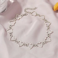 kpop fashion silver color metal heart love neck chains choker necklace for women hip hop trend party necklace womens jewelry