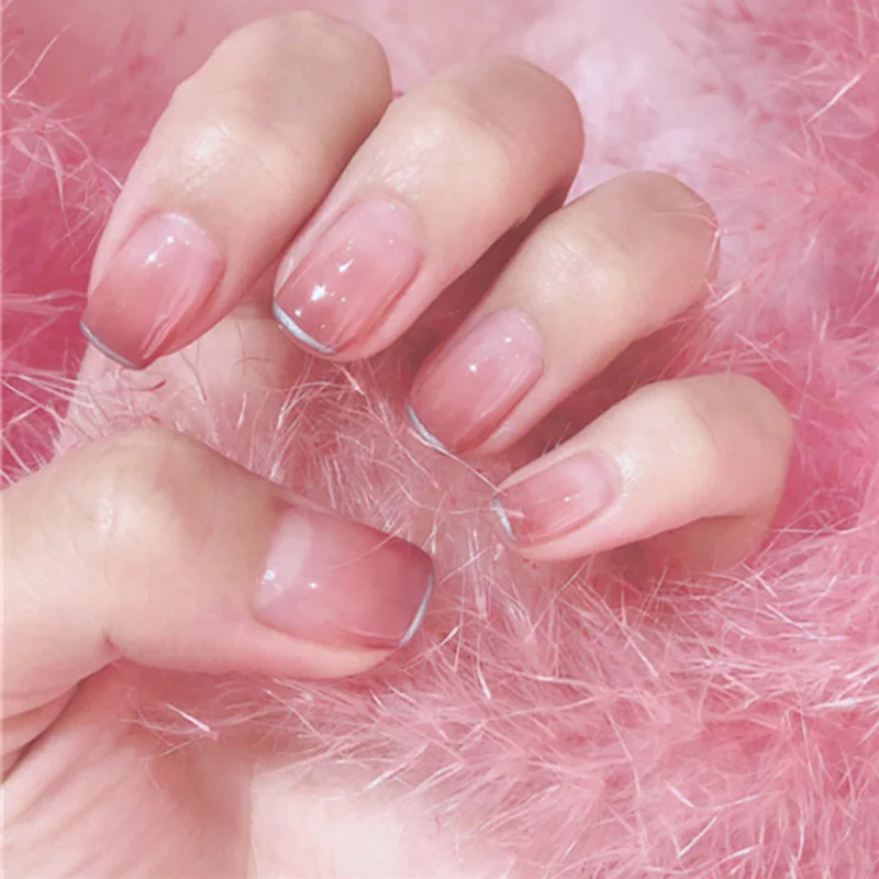 style14 24 шт. великолепные накладные ногти цвета розового золота, блестящие накладные ногти с острым носком, накладные ногти с полным покрытием, Длинные накладные ногти для девочек - Цвет: style14
