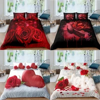 flowers red rose 3d printed comforter bedding set adult duvet cover sets bedroom luxury queen full single king size