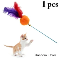 1 piece funny cat wand toys creative cat feather wand with small bell interactive pet kitten teasing toys cats toy random color