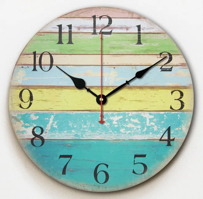 

Clocks Wall Home Decor European Style Creative Wooden Clock Cartoon American Style Vintage Wall Clock Silent Clock Modern Decor