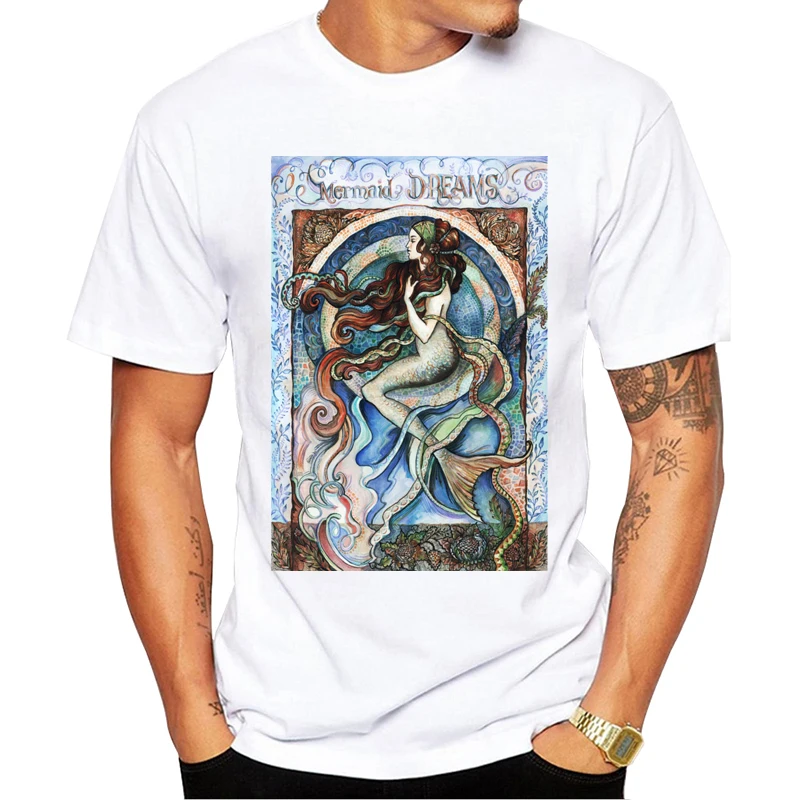 TEEHUB Лидер продаж Модные Русалка мечты печатная Мужская футболка Забавный Винтаж