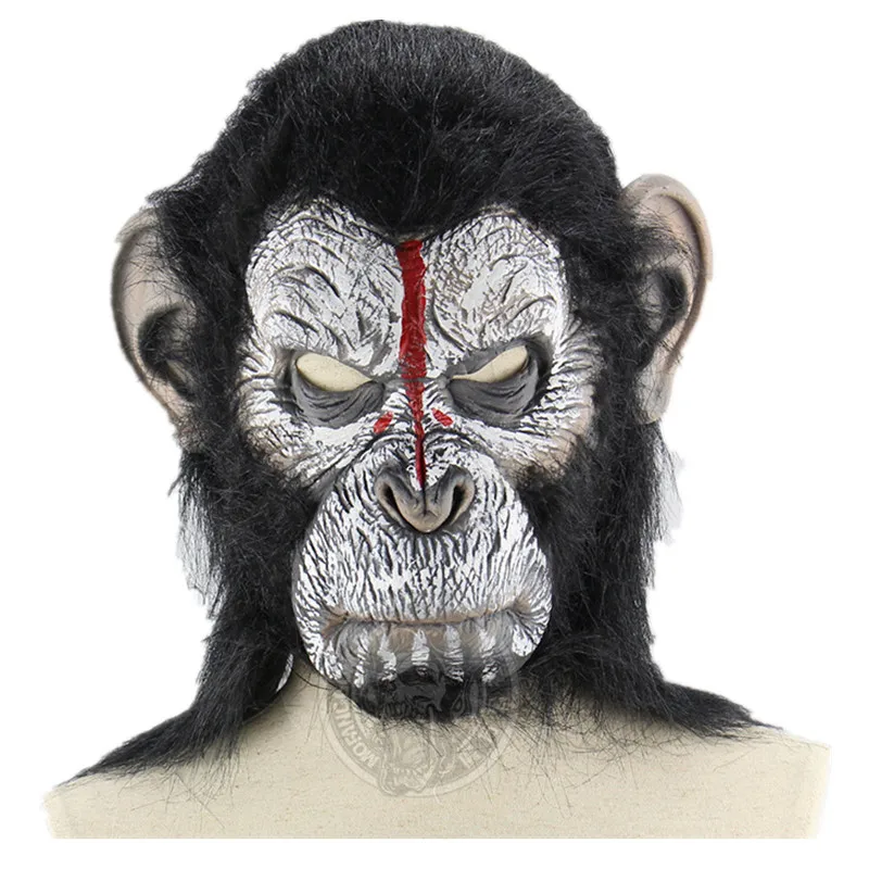 white ape Хэллоуин Маскарадная маска забавная жуткая Лошадь Единорог Альпака голубь резиновая маска животного латекс вечерние Панда Маска животного Дети вечерние - Цвет: white ape