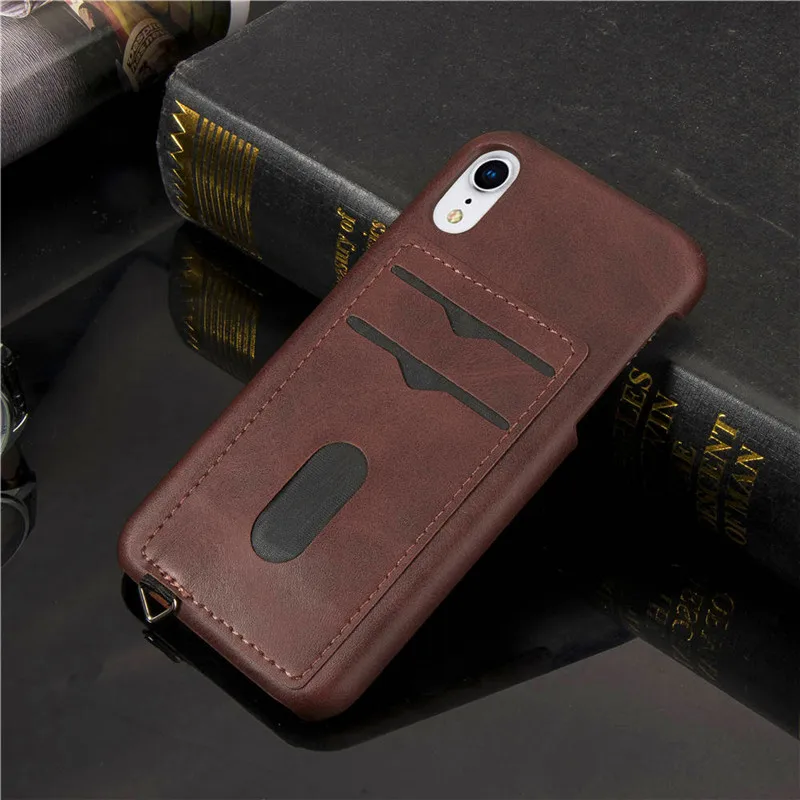 Coffee Роскошный чехол из искусственной кожи для iPhone XS MAX чехол-накладка держатель для карт защитный чехол для iPhone 11 Pro X XR XS Max 8 7 6 Plus - Цвет: Coffee