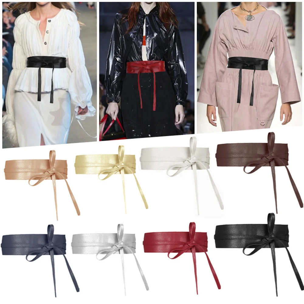 Женский широкий пояс из искусственной кожи с Оби один размер | Аксессуары для