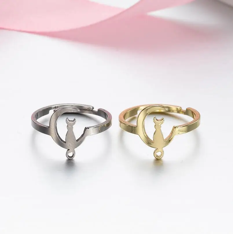 

2021 New Stainless Steel Rings for Women Fashion Animal Deer Chihuahua Cat Butterfly Open Ring Jewelry Adjustable Wrap Ring