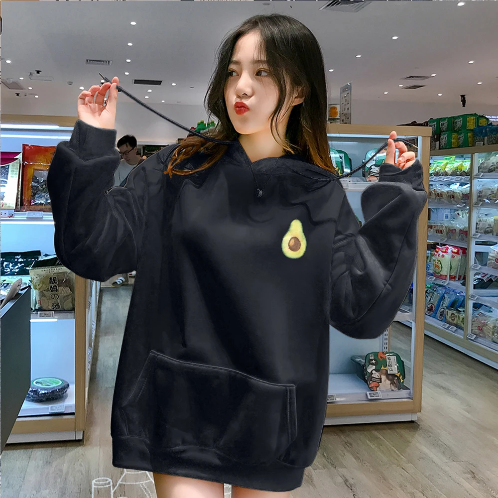 2019 зимние женские толстовки с авокадо милые фрукты в стиле Харадзюку Женский