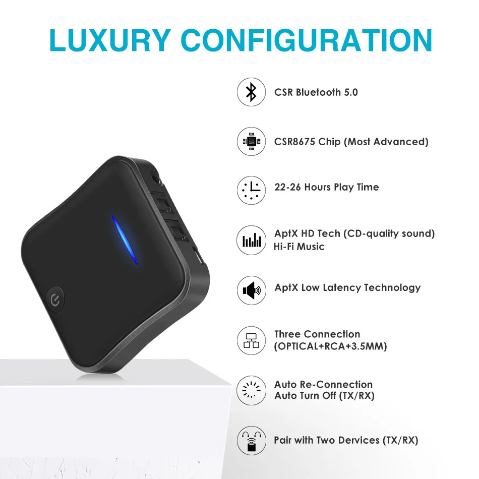 Bluetooth 5 0 передатчик приемник CSR8675 APTX HD LL Bt аудио музыка беспроводной USB адаптер 3 мм