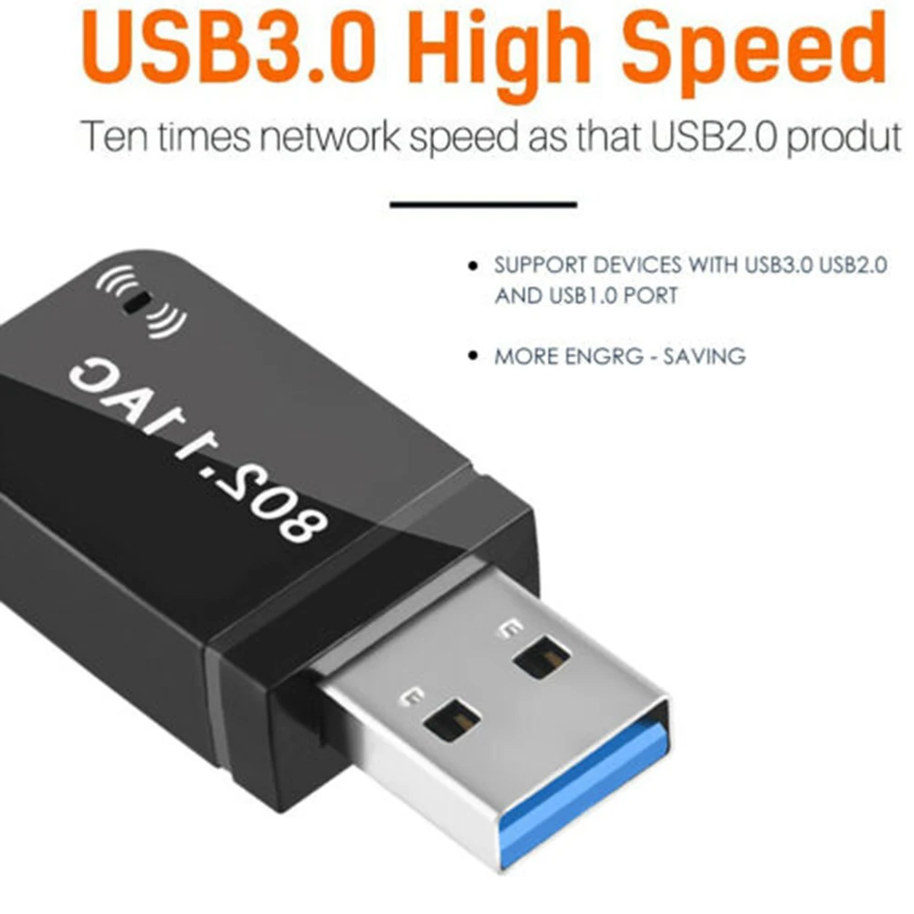 

USB WiFi Wireless AC1200 Mbps Adapter Dongle USB 3.0 Networks Card Portable for PC Laptop NC99