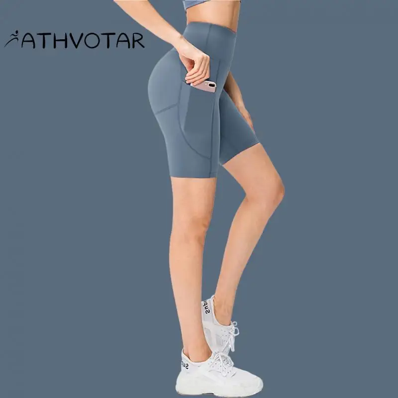 

ATHVOTAR шлифовальные шорты для женщин, сексуальная юбка с завышенной талией в стиле «Хип Лифт боковые карманы фитнес Йога Леггинсы быстросохн...