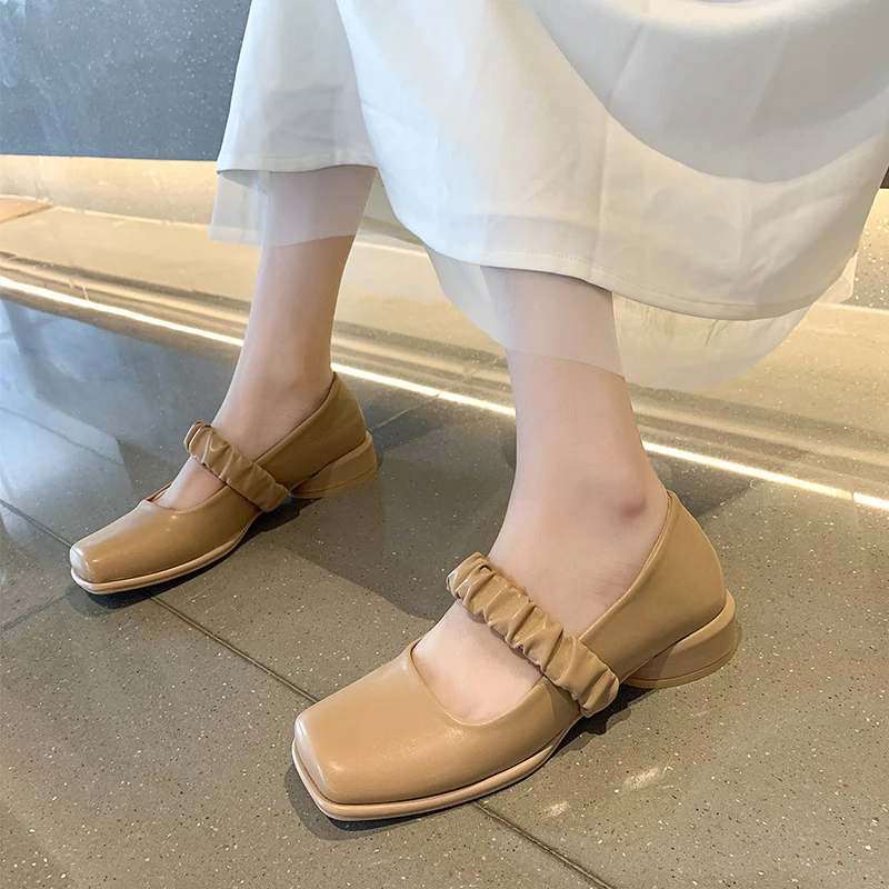 

Elastic Slip On White Loafers Women Flats 2021 Autumn Square Toe Boat Shoes Women Fashion Black Khaki Casual Low Heels Shoes