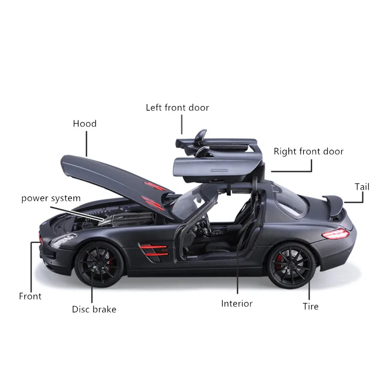 Модель автомобиля Maisto 1:18 Mercedes Benz SLS AMG из серебряного сплава модель коллекция
