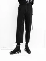 large size mens trousers spring and autumn new asymmetrical design mens leisure nine straight leg trousers