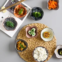 4pcs flavor dish vinegar dish dipping dish soy sauce dish ceramic household lovely and creative flower shaped small dish
