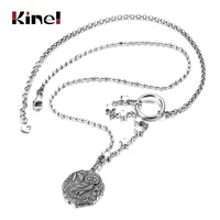 kinel hot sale real 925 sterling silver owl pendant necklaces for women vintage long stackable necklace sterling silver jewelry