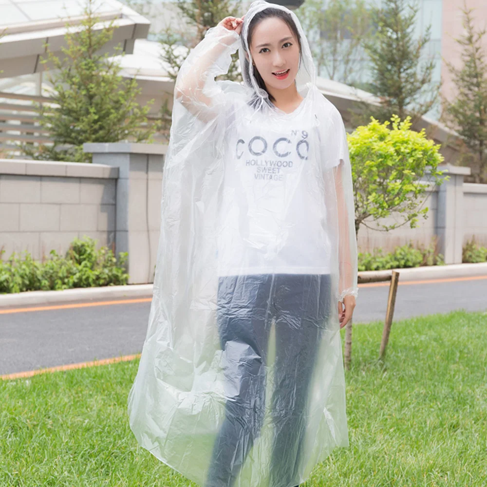 Одноразовый плащ большого размера для взрослых непромокаемое пончо с капюшоном