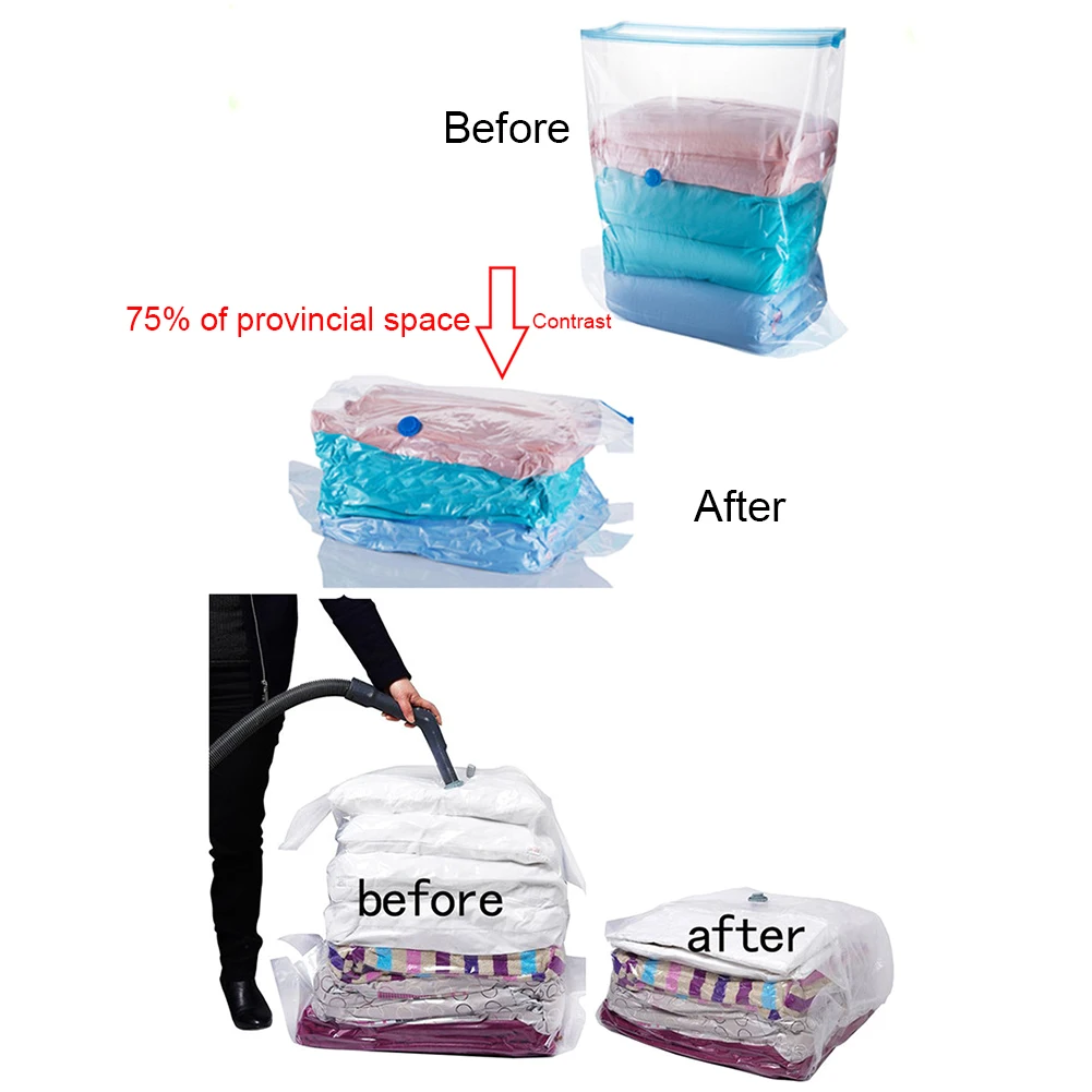 Вакуумный мешок для одежды вместительный домашний компрессионный одеял