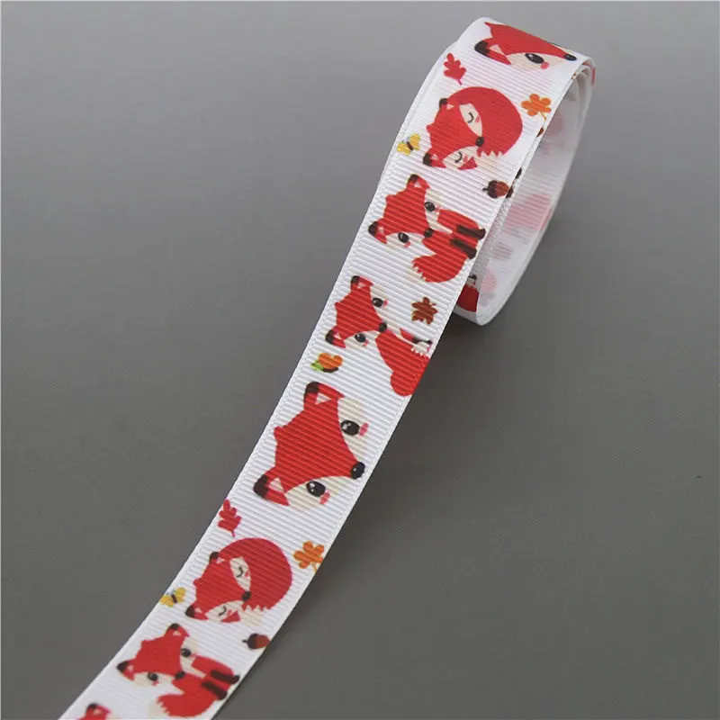 DHK 5 ярдов Пижама с изображениями лисичек напечатан Grosgrain ленты ленточный