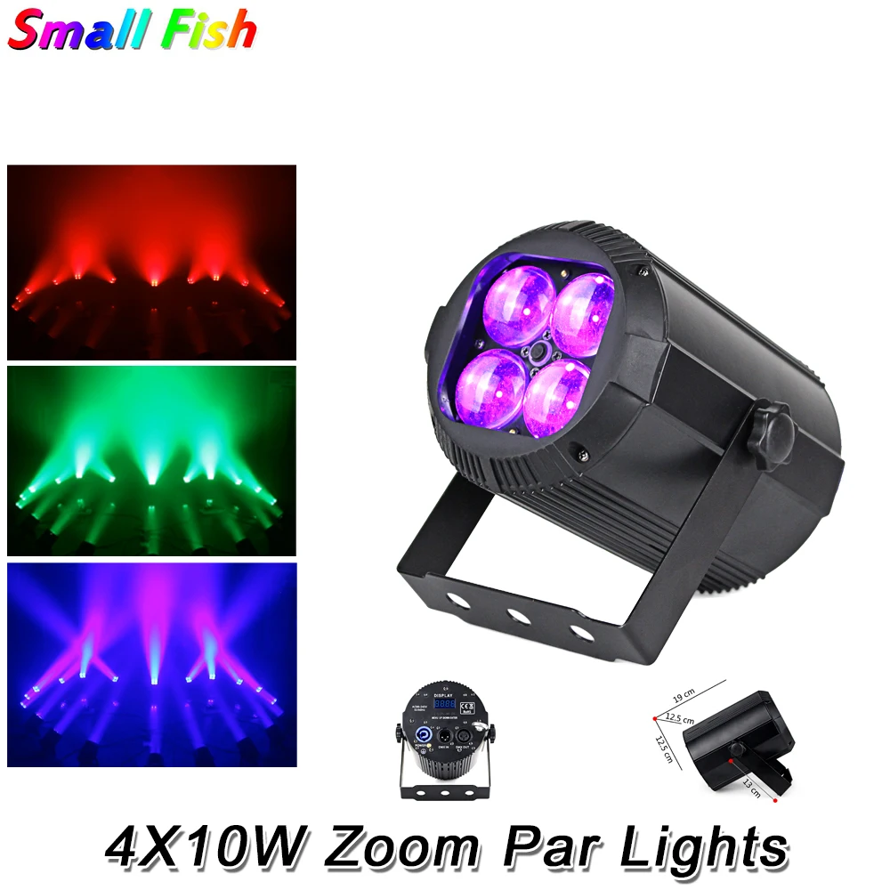 Светодиодный сценический прожектор Par 4X10W RGBW 4 в 1 DMX 512 с зумом эффектом потертости