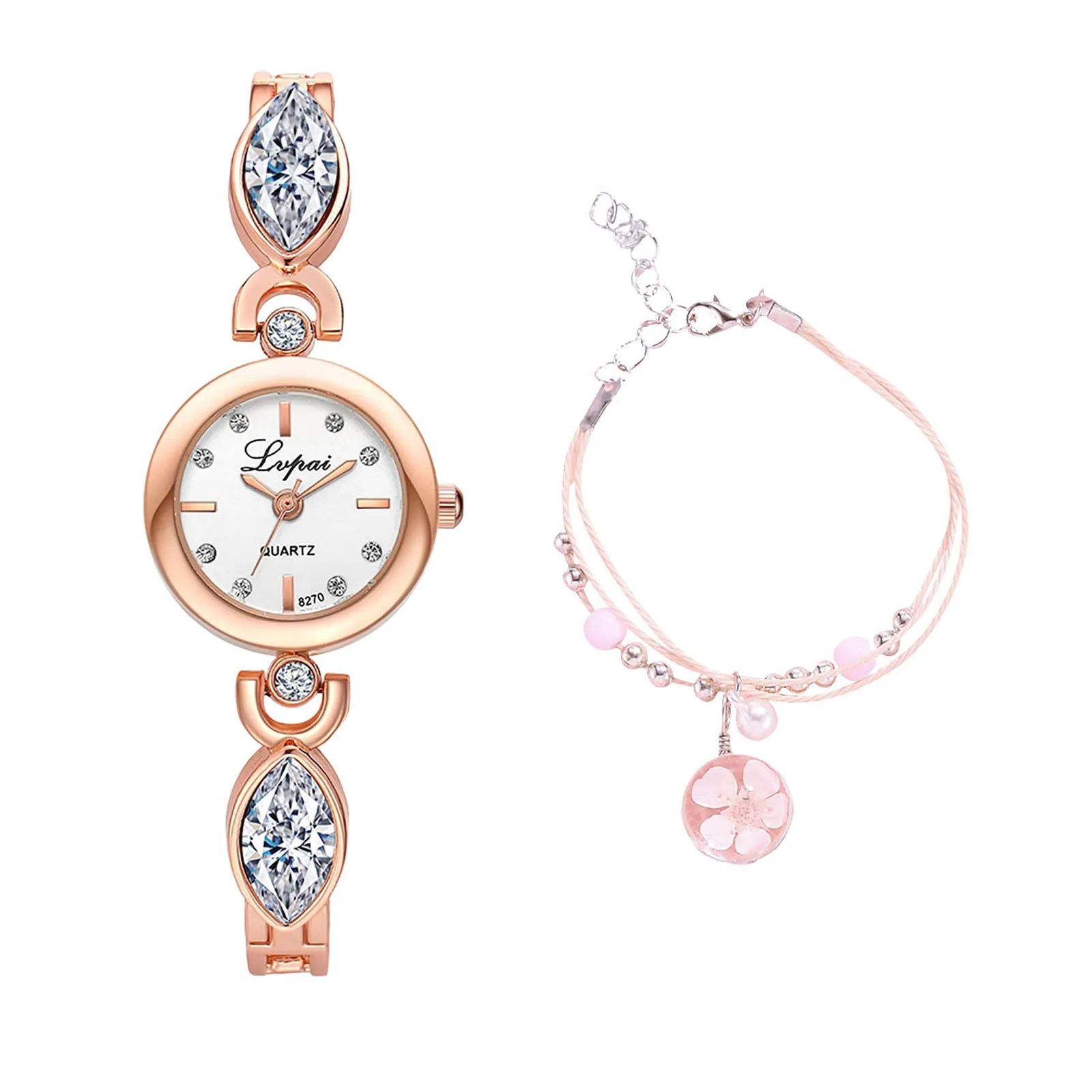 

1PCS watch + 1PCS bracelet LVPAI Fashion Ladies Watch Korean Diamond Alloy Bracelet Watch Set horloge dames All-match New #N03