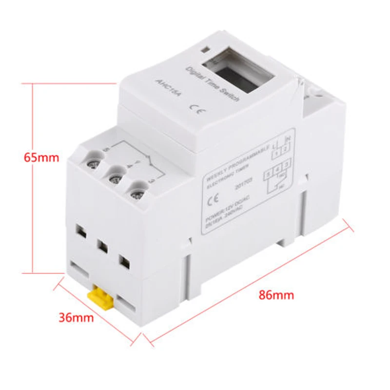 

Digital Programmable Timer Switch AHC15A DIN Rail Mounting AC220V 16 On &off