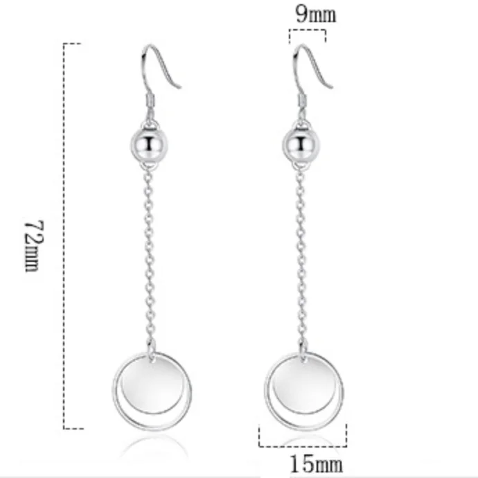 

Korean Fashion Round Long Tassel Chain Drop 925 Sterling Silver Earrings For Women Aesthetic Glitter Sequin Dangling Jewelry