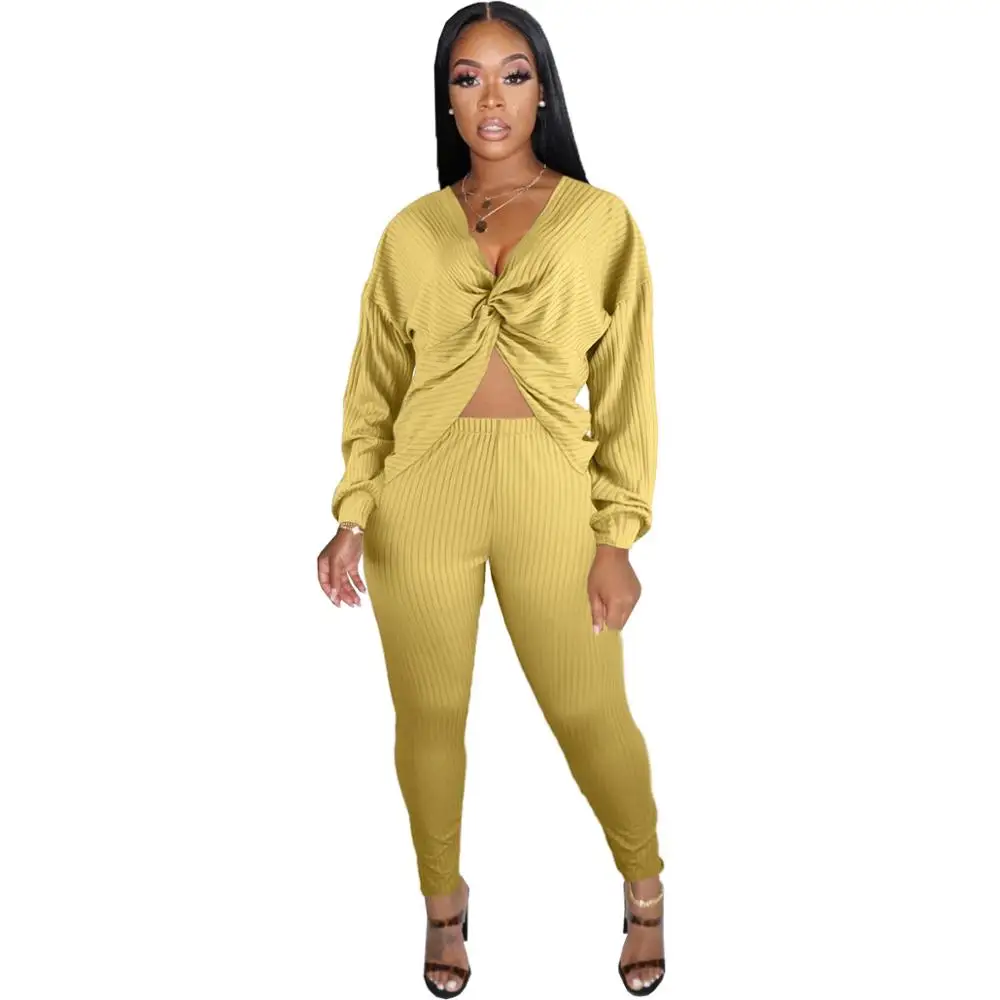 

Fashion Pit Fabric Both Sides Can Wear Solid Women Sets V-Neck Long Sleeve Hollow Out High Waist Leggings Two Pieces Tracksuits