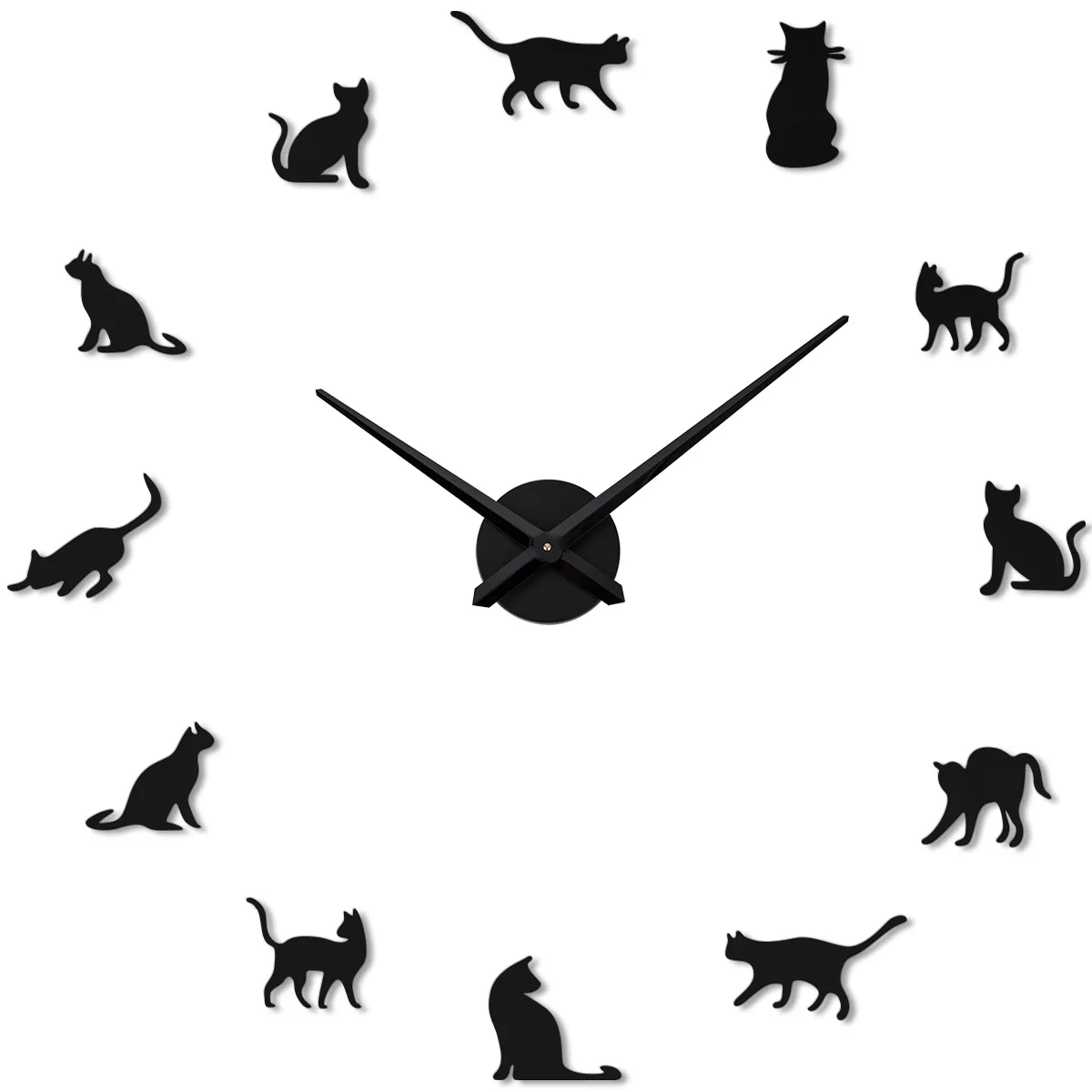3D Mute Wall Sticker Wall Clock DIY Cat Clock Acrylic Home Decoration Mirror Wall Clock For Living Room Bedroom Office