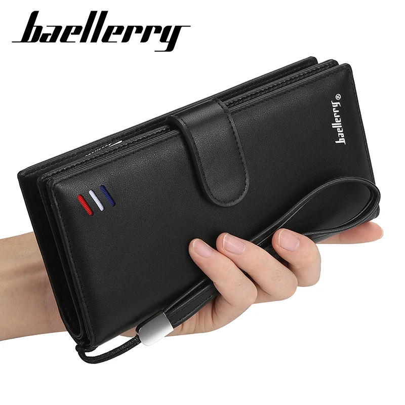 

Мужские кошельки Baellerry, длинный стильный высококачественный держатель для карт, мужской кошелек на молнии, вместительный брендовый бумажни...