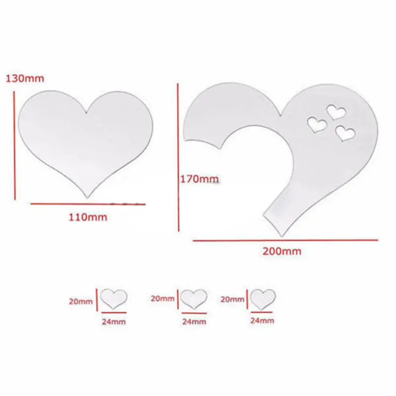 Зеркальные настенные акриловые наклейки в форме сердца 20 см|Декоративные