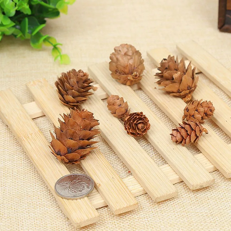 10 шт. мини Pinecone сосновые шишки Pinecone для рождественской елки топперы ваза чаша наполнитель отображает декоративные ремесла домашний декор