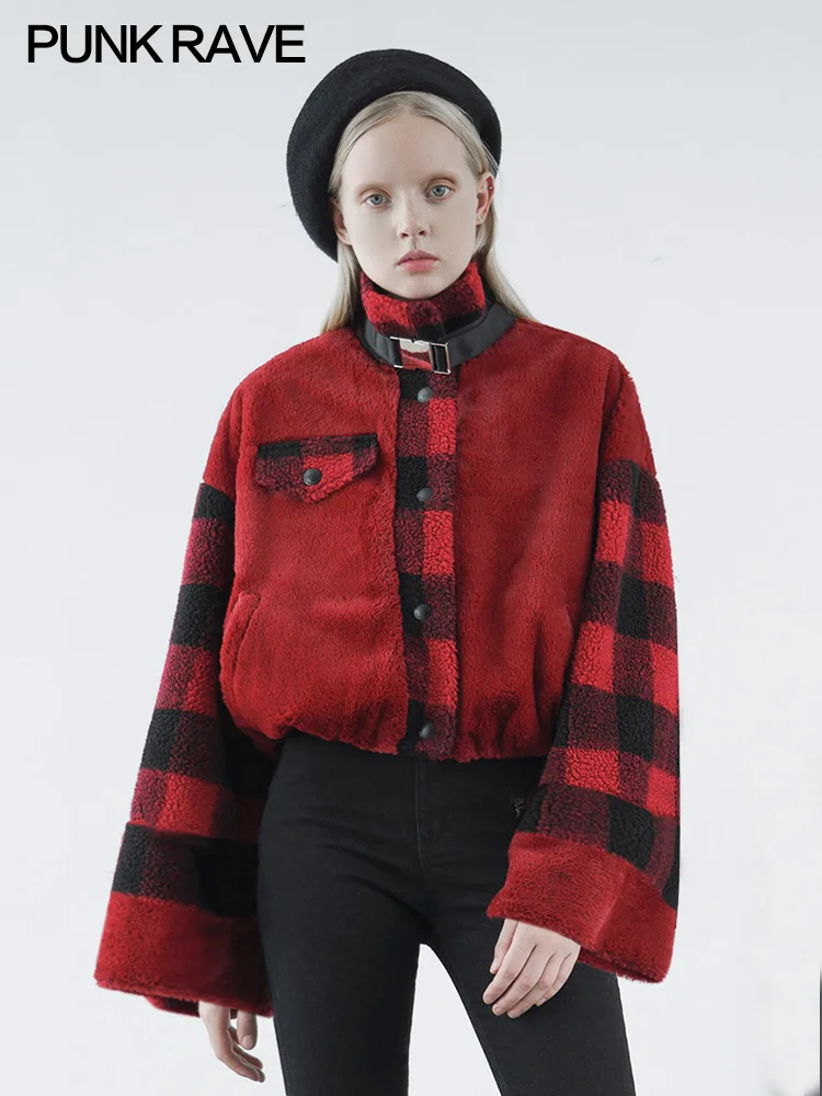 Женская клетчатая Свободная куртка в стиле панк осенне зимняя короткая плюшевая