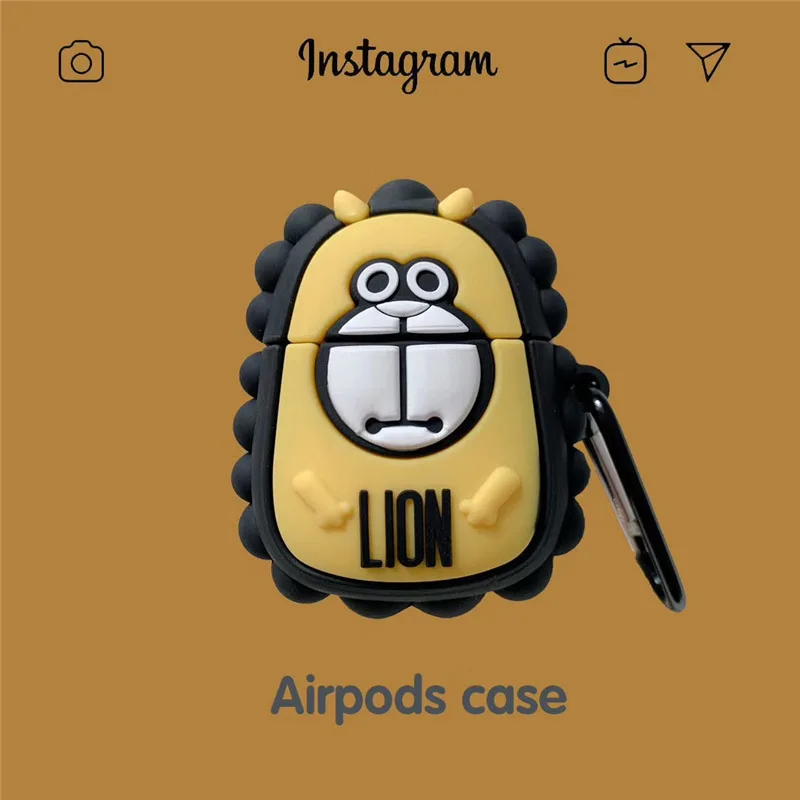 

for Airpods 1 2 Case 3D Cartoon Lion Silicone Shockproof Case for Airpods Protective Earphone Cover Charging Box Accessories