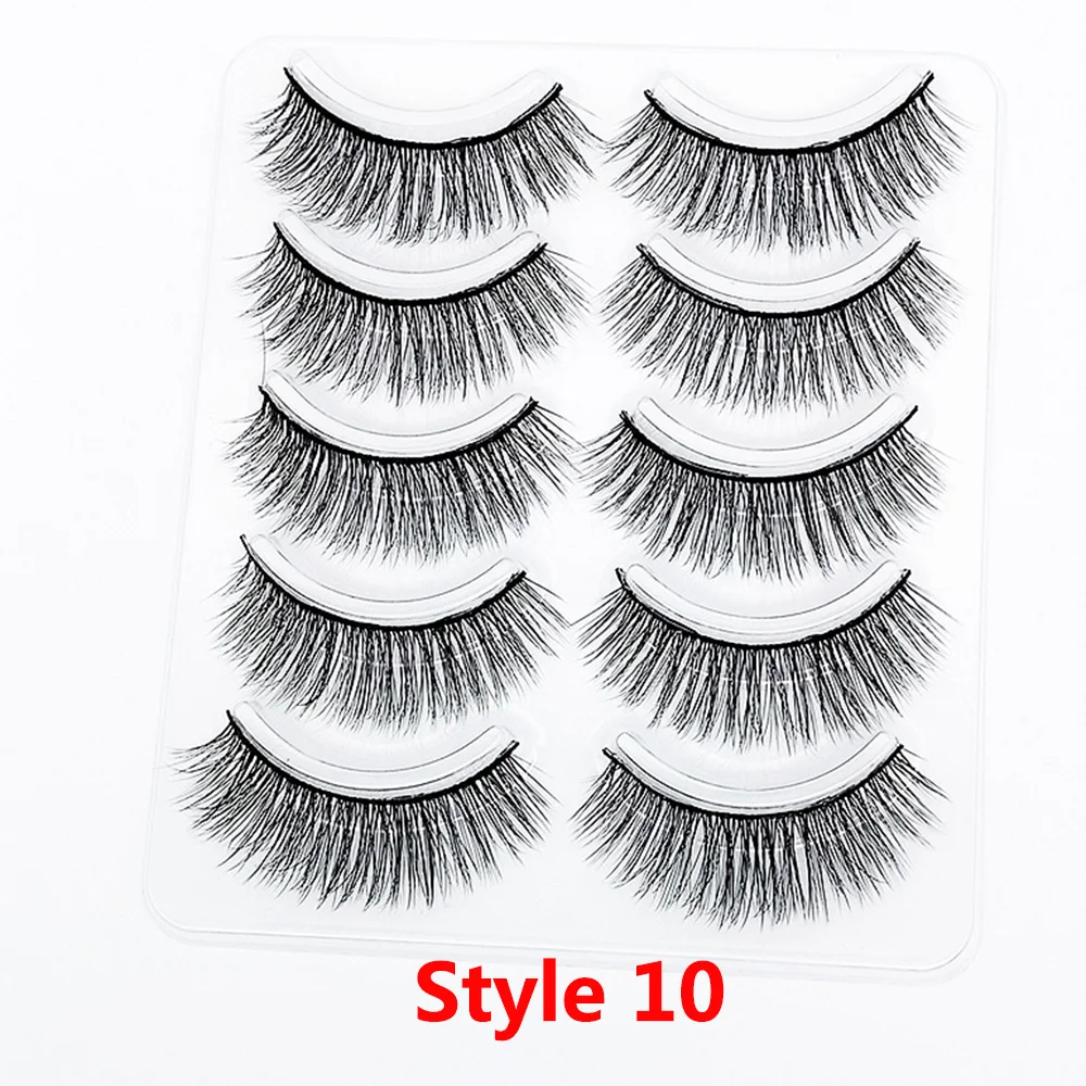 Style 10 5 пар 3D Искусственные норковые накладные ресницы Wispies длинные крестовые ресницы ручной работы инструменты для макияжа глаз - Цвет: Style 10