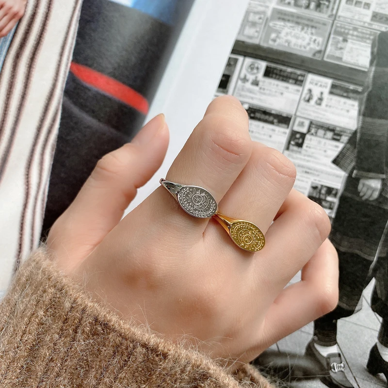 

WTLTC 925 Sterling Sliver Sun Moon Stacking Rings for Women Vintage Open Finger Rings Simple Thumb Rings Statement Minimalist