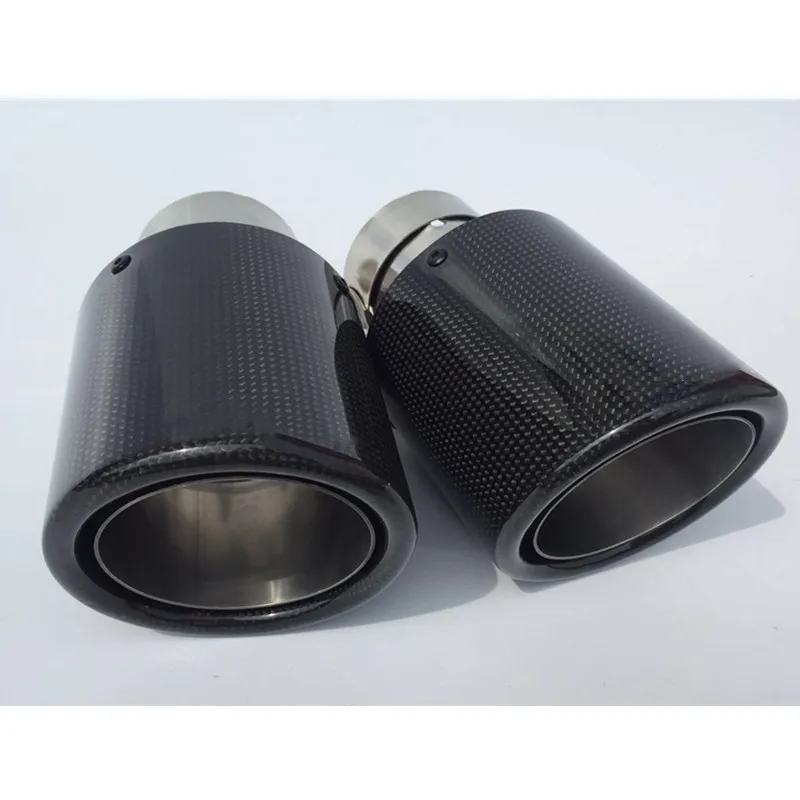 1 пара автомобиля Глянец углеродного волокна глушитель выхлопной Системы труба