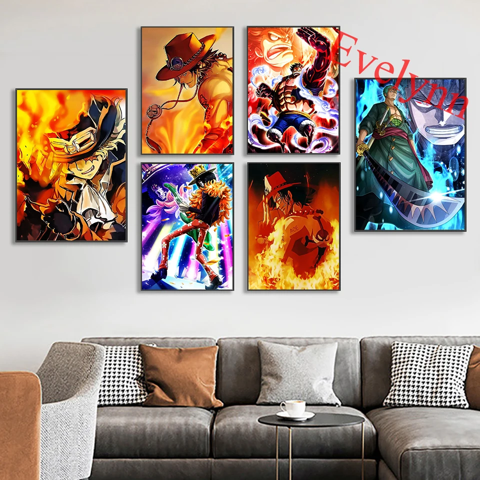 

One Piece Luffy Japanese Anime Poster Wall Art Picture Modern Home Living Room Decor Cuadros Cartoon Children Room Decor Canva