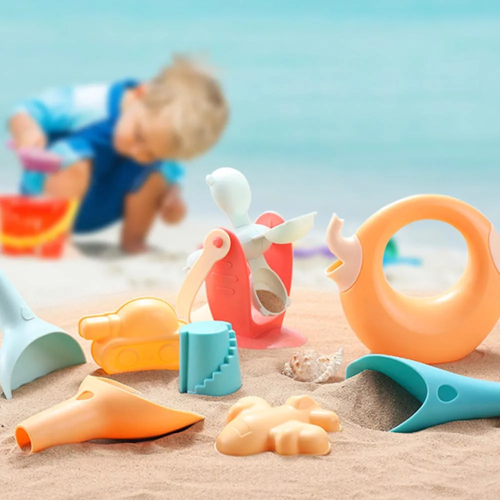 

Summer Silicone Soft Baby Beach Toys Kids Mesh Bag Bath Play Sandbox Set Beach Party Game Molds Tool Water Sand Cart Bucket