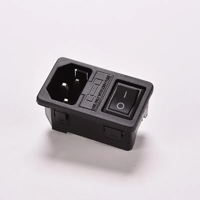 

1pc 10A 250V IEC320 C14 3 Pin Fused Power Socket Connector with Rocker Switch