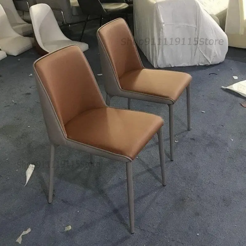 Custom Nordic Luxury Dining Chair Modern Simple Iron Leather Leisure Creative Soft Bag Home Back Desk |
