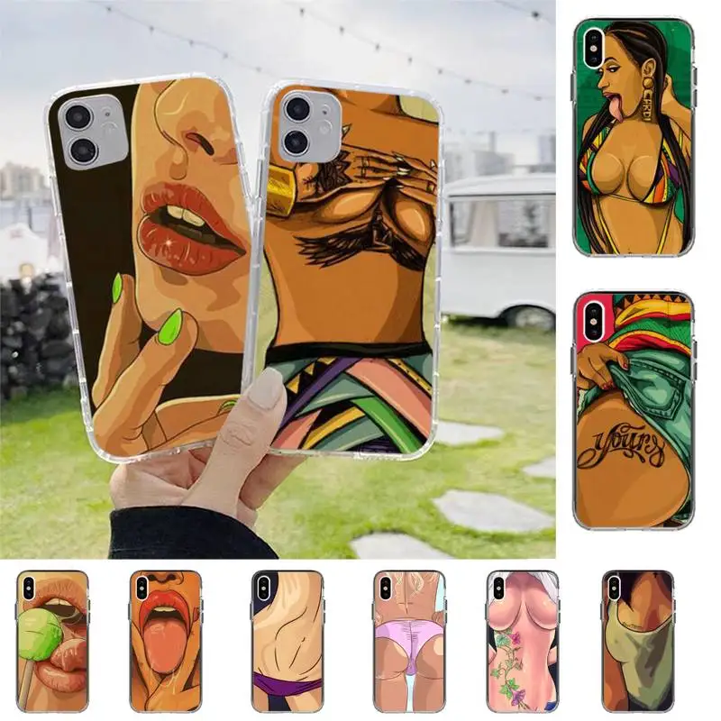 

Sexy lady Red lips hot girl Phone Case For iPhone X XS MAX 6 6s 7 7plus 8 8Plus 5S SE 2020 XR 11 11pro max DIY Clear capa
