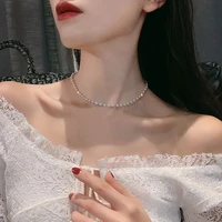 imitation pearl necklace retro simple single layer fine pearl bare chain aesthetic necklace ins chain on the neck