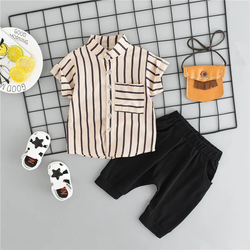 2020 Новая летняя модная детская спортивная одежда в полоску из От 0 до 4 лет хлопка