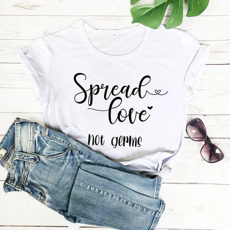 Футболка с принтом Spread Love Not Germs футболка для защиты от непогоды 2020|Футболки| |