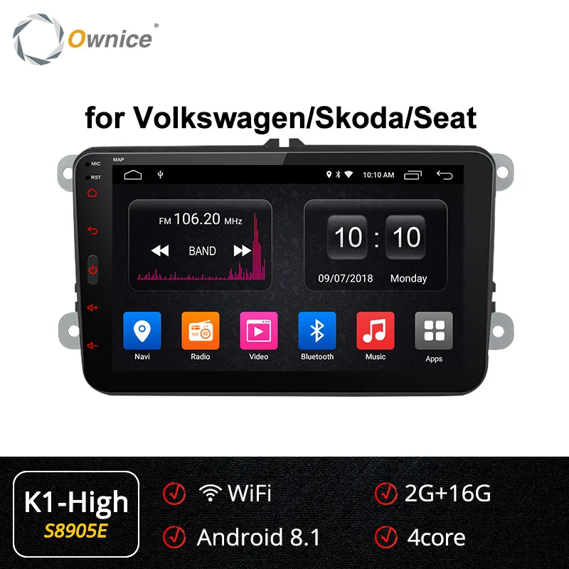 S8905 K1-High Ownice K3 K5 K6 Android 9,0 2din автомобильный dvd-плеер для VW Polo Golf Passat Tiguan Skoda Yeti Superb Октавия Рапид Volkswagen Toledo - Цвет: S8905 K1-High