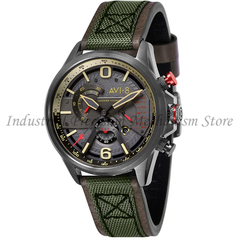 

avi8 watch men's trendy waterproof quartz watch, British Air Force pilot watch, leather strap, quartz movement