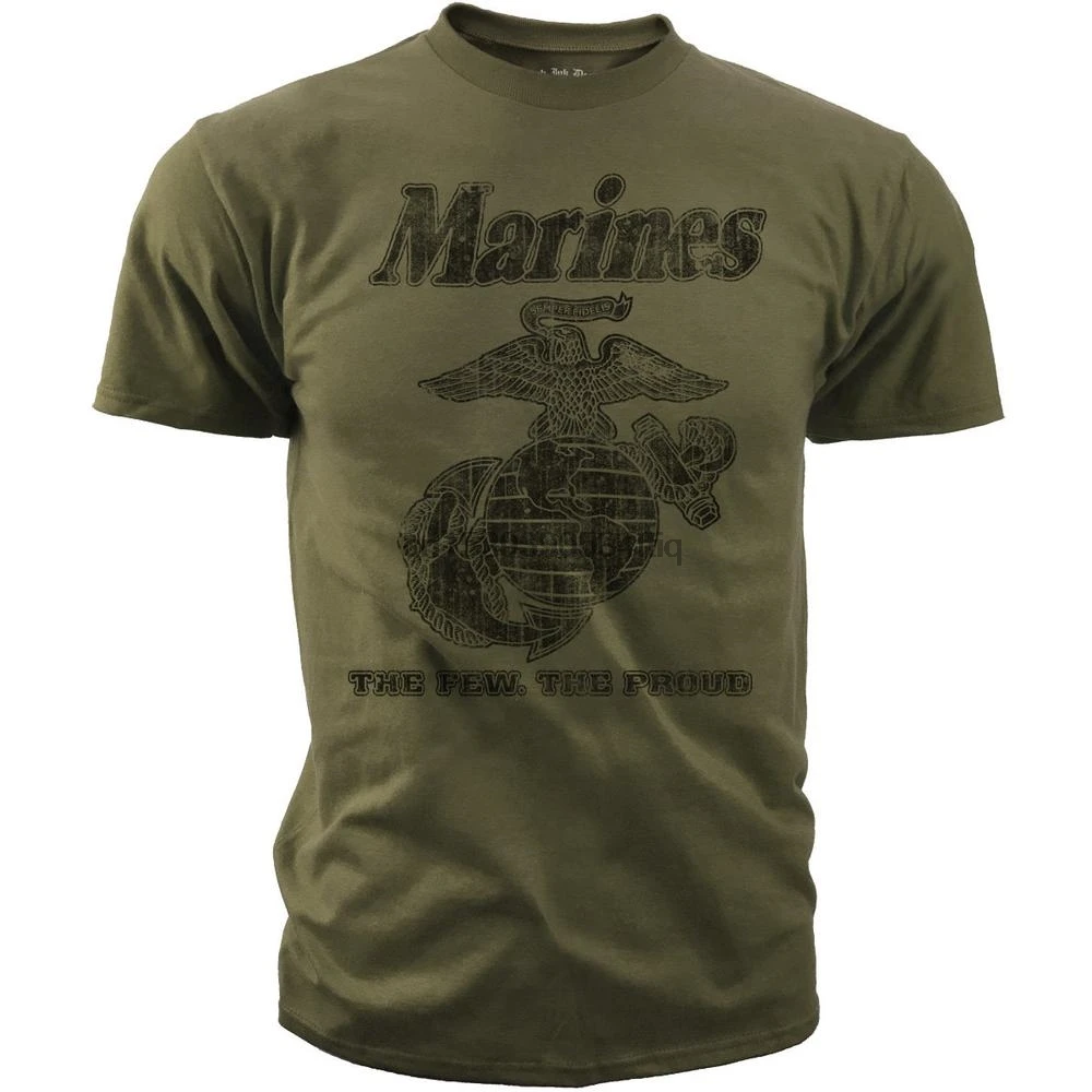 Черные чернила Мужская футболка морской пехоты США классика The Few Proud (BT1019) |