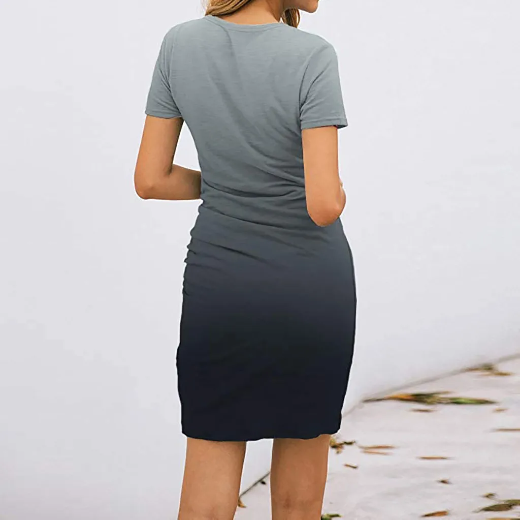 

Hot Elegant Women's Summer Dress Ladies Plus Size Tie-dye Gradient Print Sleeveless O-Collar Mini Dress Women Clothing Sundress